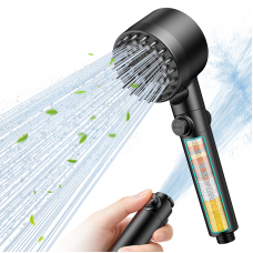 PWERAN High Pressure Shower Head with 15 Stage Filter, 3 Spray Jet Modes Hard Water Filter Shower Head, Handheld Massage Shower Filter for Residual Chlorine Removal,grey